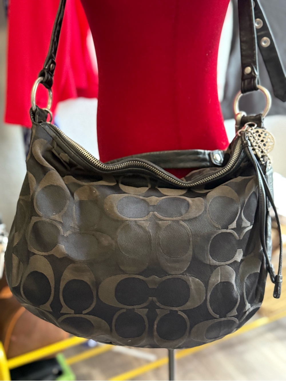 Coach Ali signature Hobo bag in black signature jacquard 2008